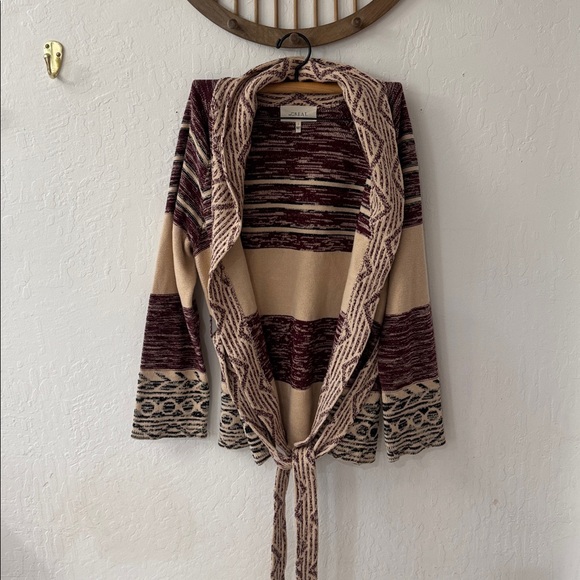 The GREAT RIDING CARDIGAN western Cream Black Burgundy Heavy Knit Medium - Picture 6 of 9